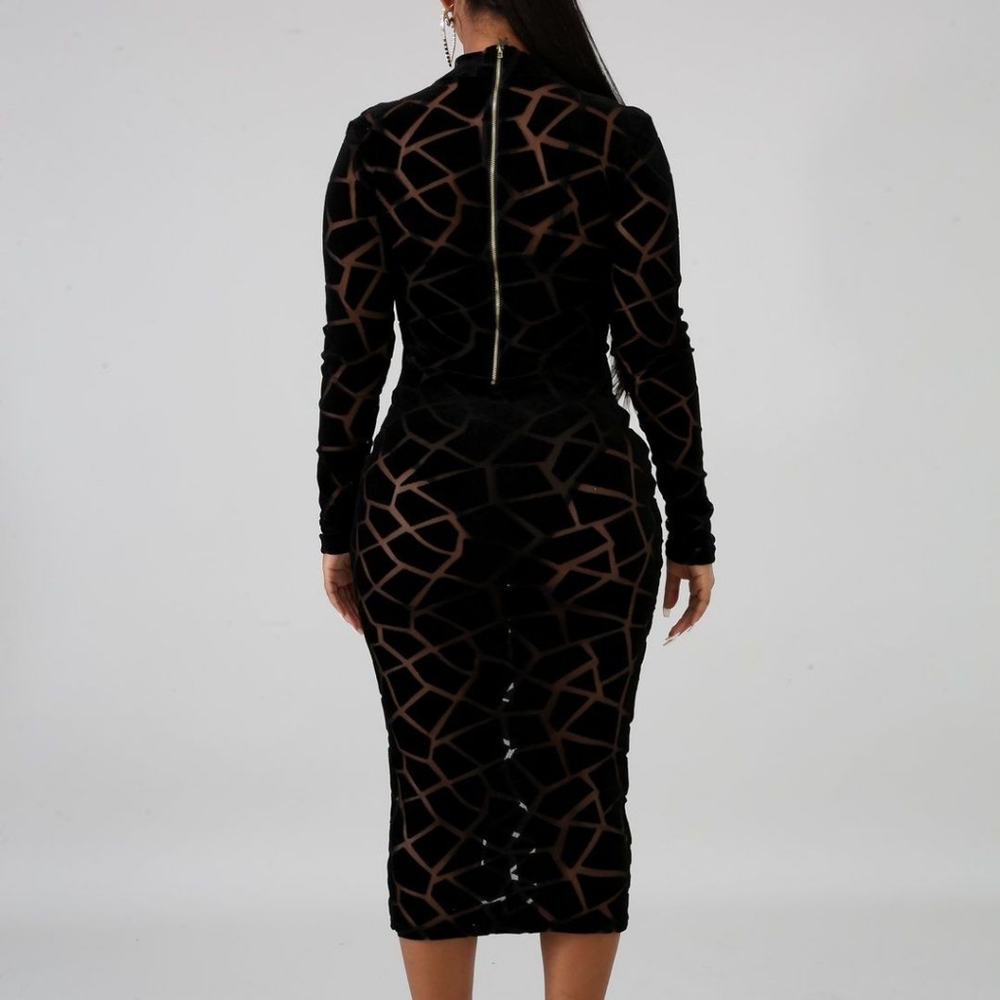 Sexy black mesh printed dress - Picture 3 of 5
